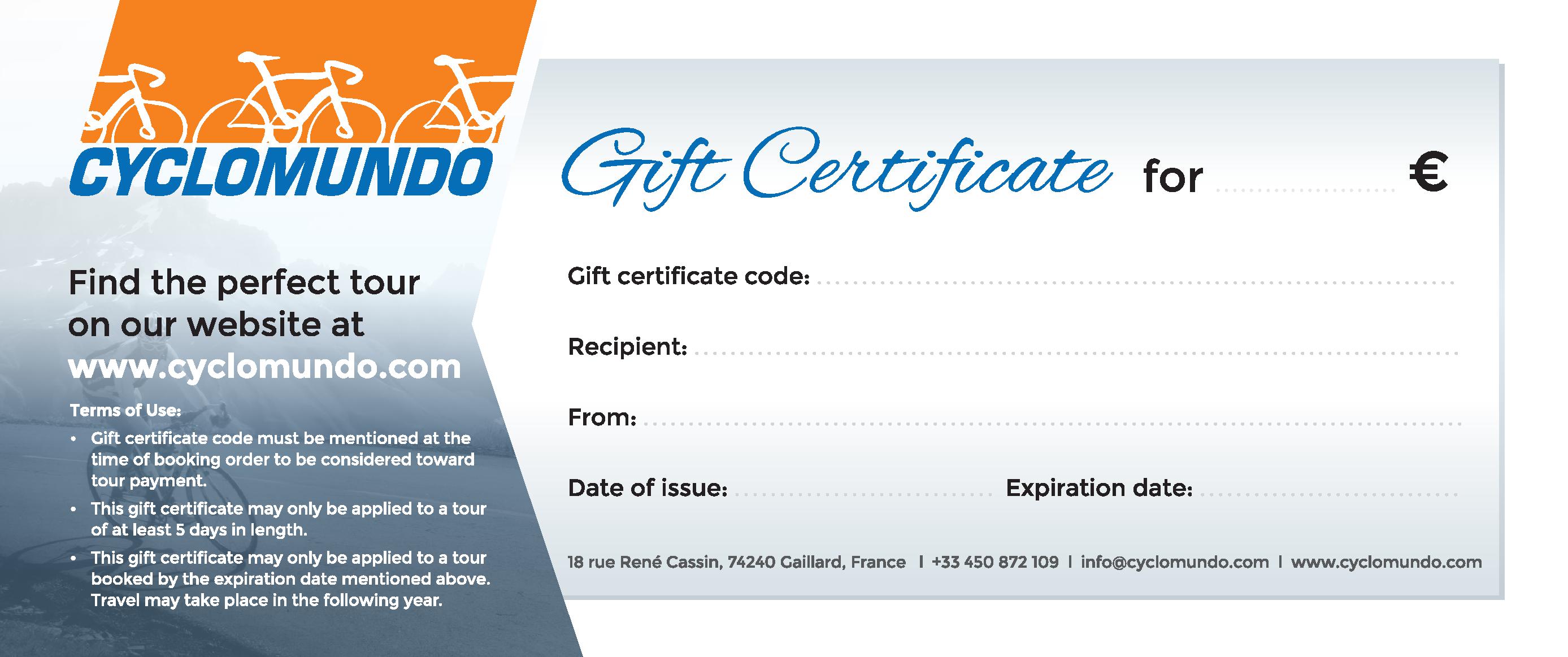 Cyclomundo Gift Certificate