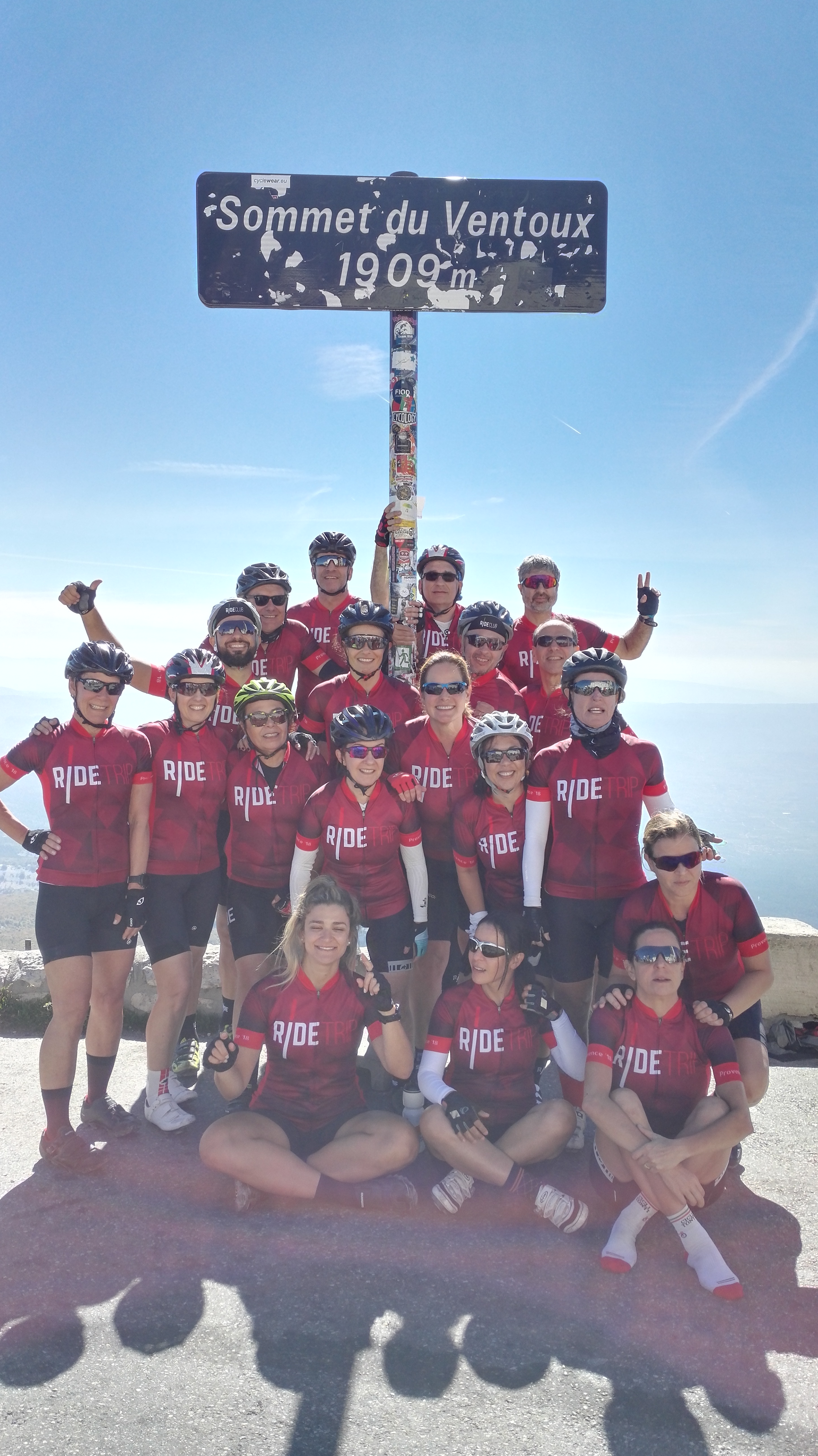 Cyclomundo riders at the summit of Mont Ventoux