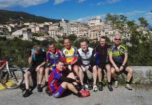 Fellow riders contemplating the village of Gordes in Provence