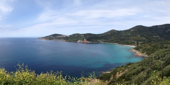 Nice view on the west coast and the village of Cargèse when you are cycling from Piana to Ajaccio